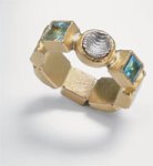 Nick Grant Barnes - 18ky with Blue Topaz & Sterling & Palladium Mokume Ring